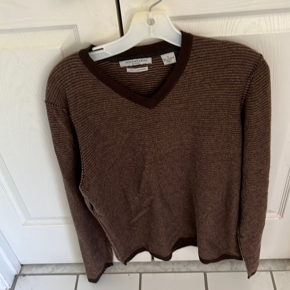 Brown striped cashmere sweater
